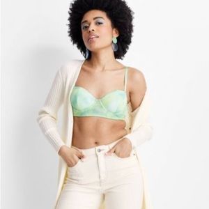 2pc set bra top with mesh over lay green and blue